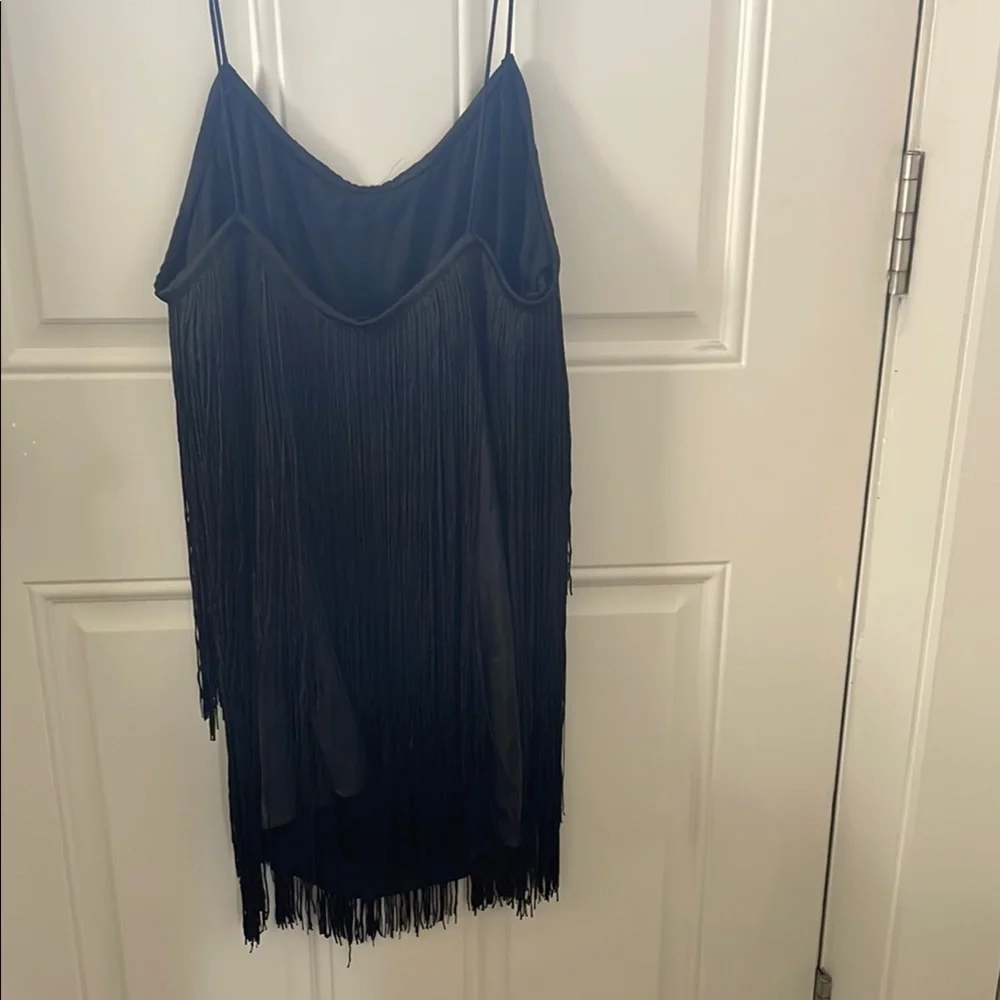 ASOS DESIGN fringed cami mini dress in black - Picture 3 of 6